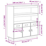 vidaXL Buffet haut Gris 100x40x108 5 cm Bois massif de pin