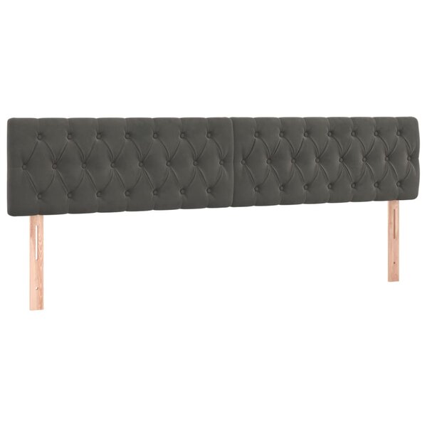 vidaXL Têtes de lit 2 Pièces Gris foncé 90x7x78/88 cm Velours