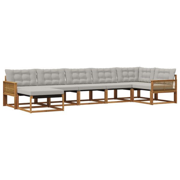 vidaXL Ensemble de canapés d'extérieur 7 Pièces Naturel et gris clair