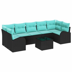 vidaXL Ensemble de canapé de jardin 8 Pièces Noir et turquoise