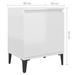 vidaXL Table de chevet avec pieds en métal Blanc brillant 40x30x50 cm