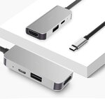 Ovegna PL003 : Hub USBC 3 en 1, Aluminium Alloy, Adaptateur USBC vers HDMI, USB 3.0 et Sortie USBC, pour Tablet, MacBook/Air, Laptop, PC, Android Box