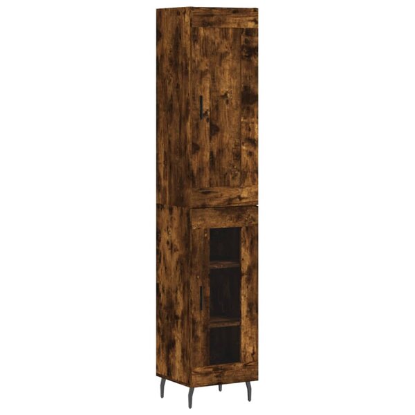 vidaXL Buffet haut Chêne fumé 34 5x34x180 cm Bois d'ingénierie