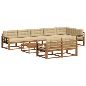vidaXL Ensemble de canapés d'extérieur 9 Pièces Naturel et Beige