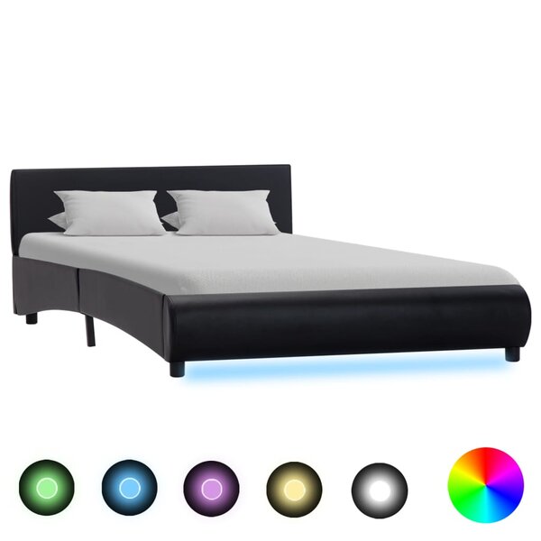vidaXL Cadre de lit avec LED noir similicuir 120 x 200 cm