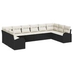 vidaXL Ensemble de Jardin de 10 pièces avec coussins en rattan poly noir
