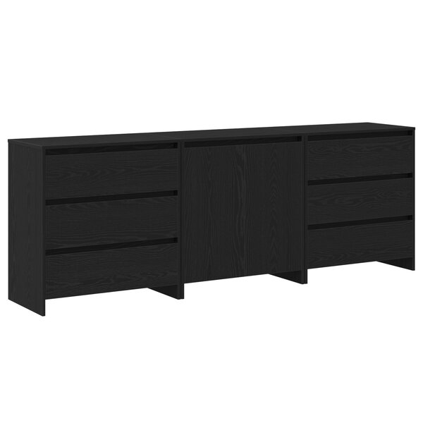 Buffets 3 pièces en bois d'ingénierie chêne noir de vidaXL