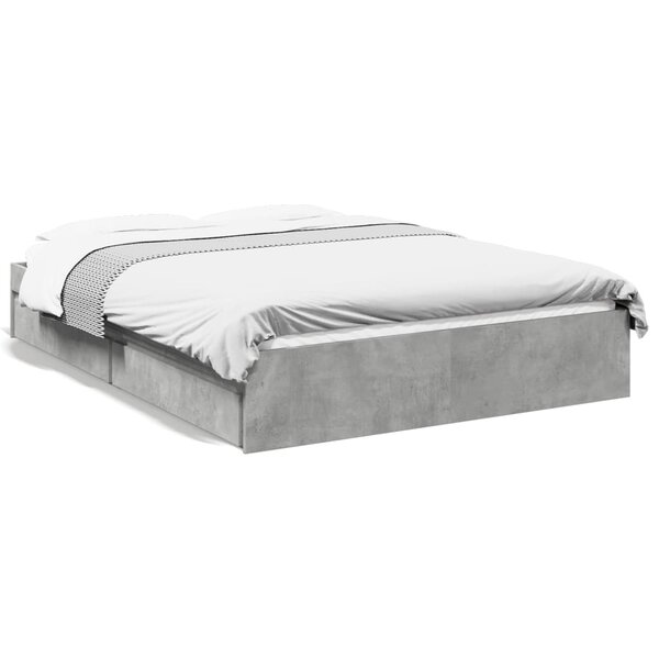 vidaXL Cadre de lit avec tiroirs sans matelas gris béton 120x200 cm
