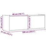 vidaXL Meuble TV mural avec lumières LED chêne fumé 100x31x35 cm
