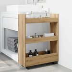 vidaXL Chariot de rangement étroit 3 niveaux chêne artisanal