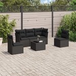 vidaXL Salon de jardin 6 Pièces avec coussins noir résine tressée