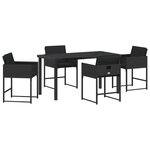 vidaXL Ensemble de jardin 5 pièces avec des coussins en rotin noir