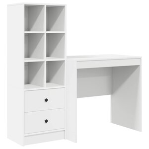 vidaXL Bureau avec tiroir avec étagère avec stockage 2 Pièces Blanc