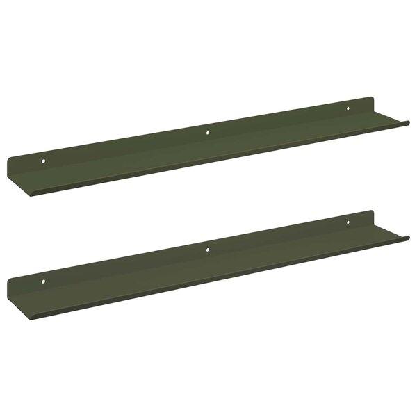vidaXL Étagère flottante 2 Pièces Vert olive 60 x 8 5 x 2 5 cm Acier