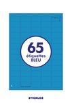 100 planches a4 - 65 étiquettes 38,1 mm x 21,2 mm autocollantes bleu par planche pour tous types imprimantes - jet d'encre/laser/photocopieuse