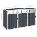 Vidaxl abri de poubelle triple anthracite 213x81x121 cm acier
