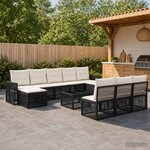 vidaXL Ensemble de canapé de jardin 11 pc Noir et blanc crème