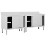 vidaXL Tables avec portes coulissantes 2 Pièces 240x50x(95-97) cm Inox