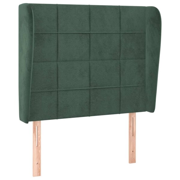 vidaXL Tête de lit avec oreilles Vert foncé 93x23x118/128 cm Velours