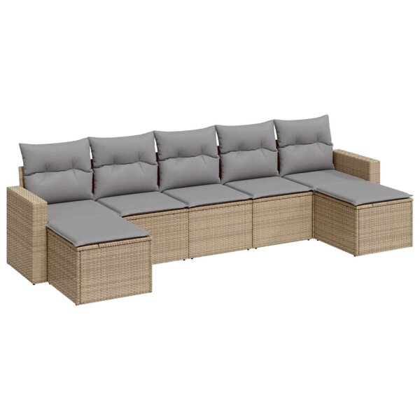 vidaXL Salon de jardin avec coussins 7 Pièces beige résine tressée