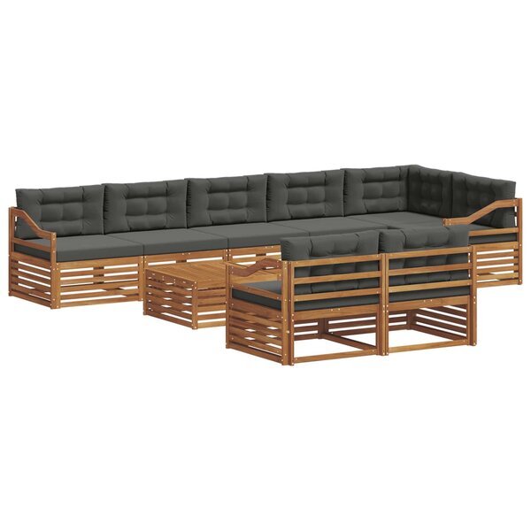 vidaXL Ensemble de canapés d'extérieur 9 pc Naturel et Anthracite