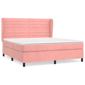 vidaXL Sommier à lattes de lit avec matelas Rose 180x200 cm Velours
