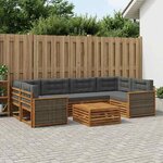 vidaXL Ensemble de canapés d'extérieur 7 Pièces Naturel et Anthracite