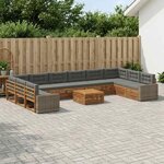 vidaXL Ensembles de canapés avec coussin 11 Pièces Bois d'Acacia Massif