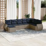 vidaXL Salon de jardin 8 Pièces avec coussins gris résine tressée