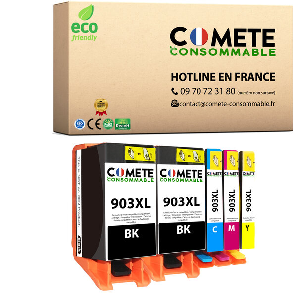 5 Cartouches 903XL Compatible HP OfficeJet Pro - COMETE, Entreprise Française