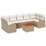 vidaXL Ensemble de canapé de jardin 8 Pièces Beige  blanc