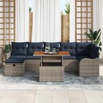 vidaXL Ensemble de canapé de jardin avec coussin 8 Pièces Gris polyrotin