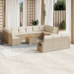 vidaXL Salon de jardin avec coussins 14 Pièces beige résine tressée