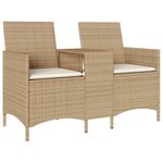 vidaXL Canapé de jardin 2 places avec table et coussins résine tressée