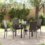 vidaXL Ensemble de salle à manger pour jardin 5 Pièces Marron Poly rotin