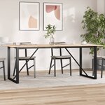 vidaXL Table à manger cadre en O 200x100x75cm bois de pin massif acier