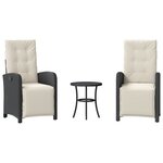 vidaXL Ensemble de bistro 3 Pièces avec coussins noir résine tressée