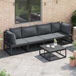 vidaXL Ensemble de canapé de jardin 5 Pièces Noir 70 x 70 x 32 cm