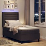 vidaXL Lit à ressort LED avec matelas Marron foncé 100 x 200 cm tissu