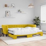 vidaXL Lit de jour avec gigogne et matelas jaune 90x200 cm velours
