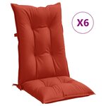 vidaXL Coussins de chaise à dossier haut lot de 6 rouge mélangé tissu
