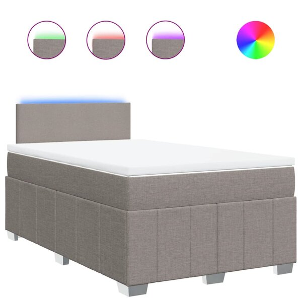 vidaXL Sommier à lattes de lit avec matelas taupe 120x190 cm tissu