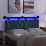 vidaXL Tête de lit suspendue Avec lumière LED Vert foncé Tissu