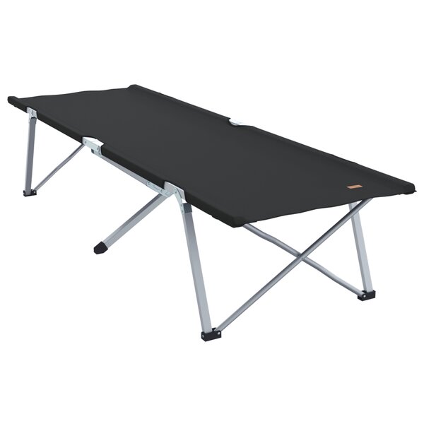 vidaXL Lit de camping pliant avec sac de transport  noir  en toile Oxford 600D