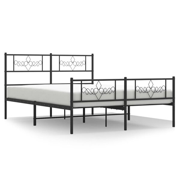 vidaXL Cadre de lit métal sans matelas avec pied de lit noir 120x190cm