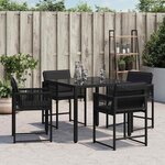 vidaXL Chaises de jardin lot de 4 avec coussins noir résine tressée