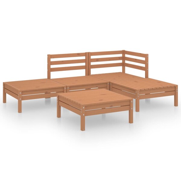 vidaXL Salon de jardin 5 Pièces Bois de pin massif Marron miel