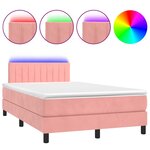 vidaXL Sommier à lattes de lit et matelas LED rose 120x190 cm velours