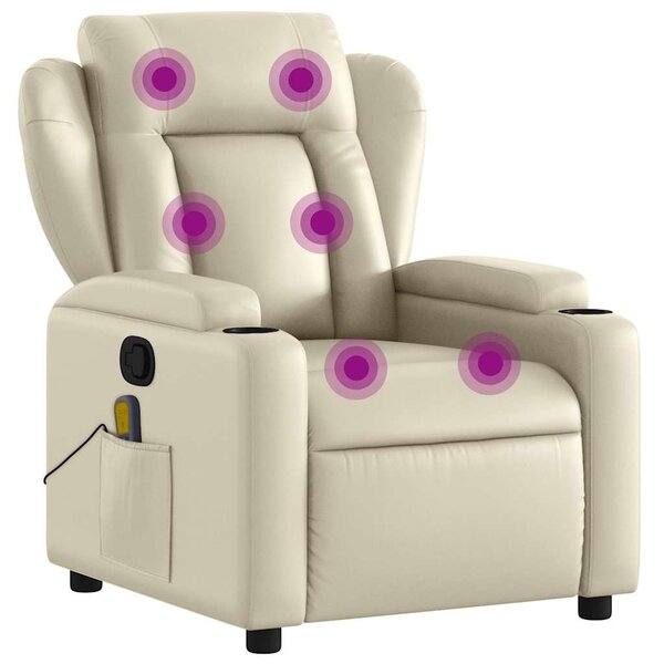 vidaXL Fauteuil de massage inclinable crème similicuir