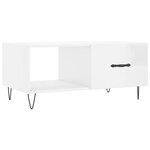 vidaXL Table basse Blanc brillant 90x50x40 cm Bois d'ingénierie